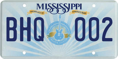MS license plate BHQ002