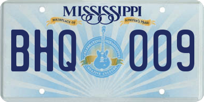 MS license plate BHQ009