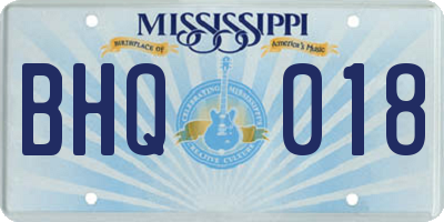 MS license plate BHQ018