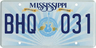 MS license plate BHQ031