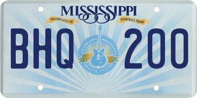 MS license plate BHQ200