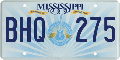 MS license plate BHQ275