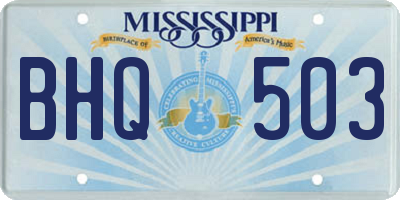 MS license plate BHQ503
