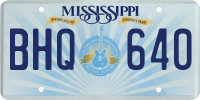 MS license plate BHQ640