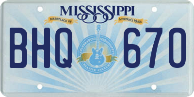 MS license plate BHQ670