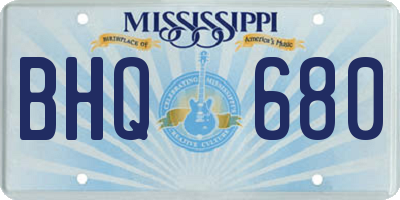 MS license plate BHQ680