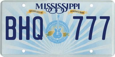 MS license plate BHQ777