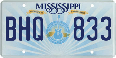 MS license plate BHQ833