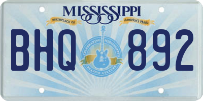 MS license plate BHQ892