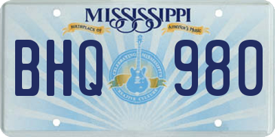 MS license plate BHQ980