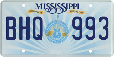 MS license plate BHQ993