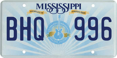 MS license plate BHQ996