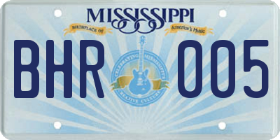 MS license plate BHR005