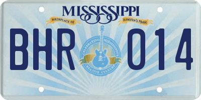 MS license plate BHR014