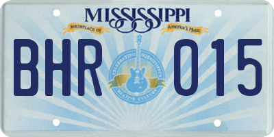 MS license plate BHR015