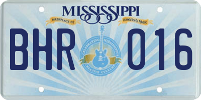 MS license plate BHR016