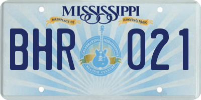 MS license plate BHR021