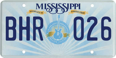 MS license plate BHR026