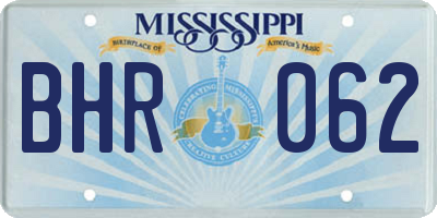 MS license plate BHR062
