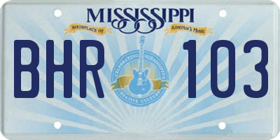MS license plate BHR103