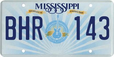 MS license plate BHR143