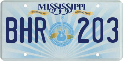 MS license plate BHR203