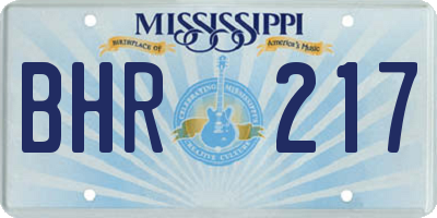 MS license plate BHR217