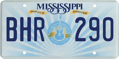 MS license plate BHR290