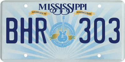 MS license plate BHR303