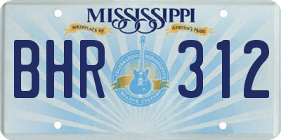 MS license plate BHR312