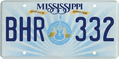 MS license plate BHR332