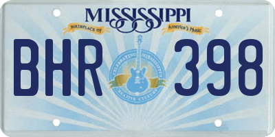MS license plate BHR398