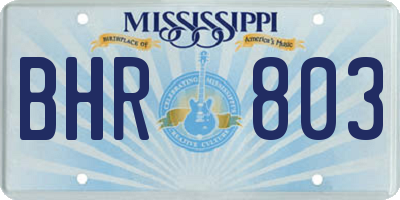 MS license plate BHR803