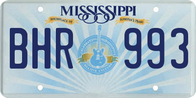 MS license plate BHR993