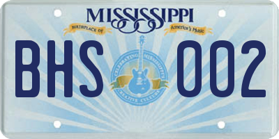MS license plate BHS002