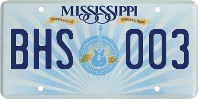 MS license plate BHS003