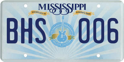 MS license plate BHS006
