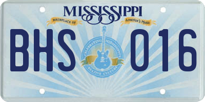 MS license plate BHS016