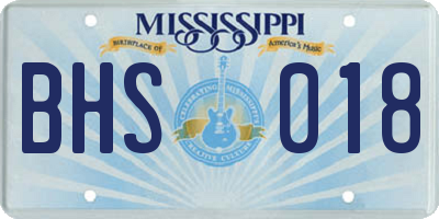 MS license plate BHS018
