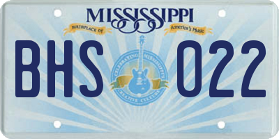 MS license plate BHS022
