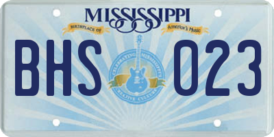 MS license plate BHS023