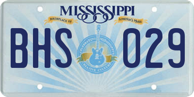 MS license plate BHS029