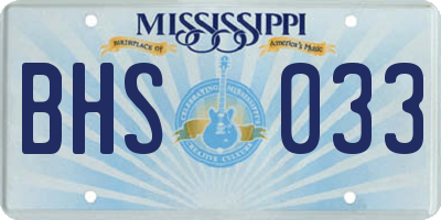 MS license plate BHS033