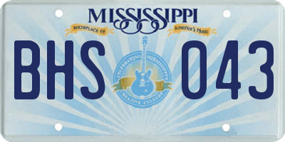 MS license plate BHS043