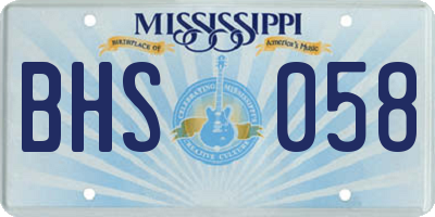MS license plate BHS058