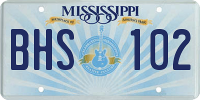 MS license plate BHS102