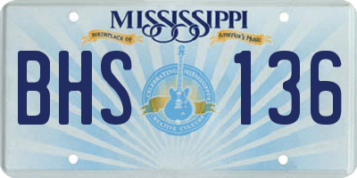 MS license plate BHS136