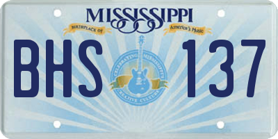 MS license plate BHS137