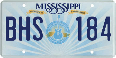 MS license plate BHS184