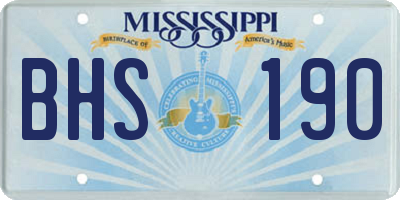MS license plate BHS190